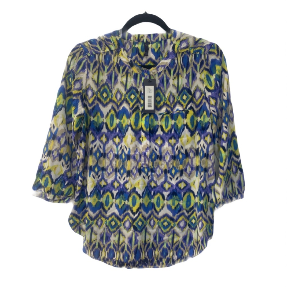 NYDJ 3/4 Sleeve Pleat Back Blouse PXS